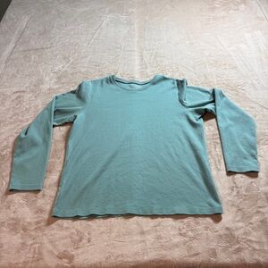 L.L.Bean Solid Minimalist Long Sleeve Soft Fit Tee Shirt Women’s XL Green Blue
